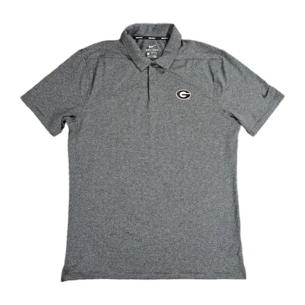Mens Nike DriFIT Georgia Bulldogs Polo Shirt Medium Striped Medium  Gray Black